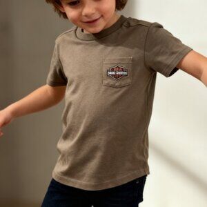 Harley-Davidson Kids Size 8/10 Taupe Brown Pocket T-Shirt